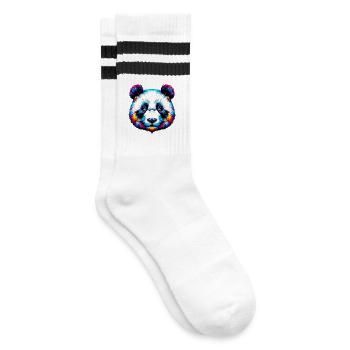 Panda - Gestreifte Tennissocken - Weiß/Schwarz - Rechts