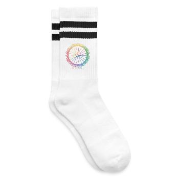 Conception de roue de vélo arc-en-ciel vibrant - Chaussettes de tennis - blanc/noir - Droite