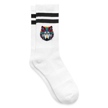 Wolf - Gestreifte Tennissocken - Weiß/Schwarz - Rechts