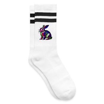 Rabbit - Striped tennis socks - white/black - Right