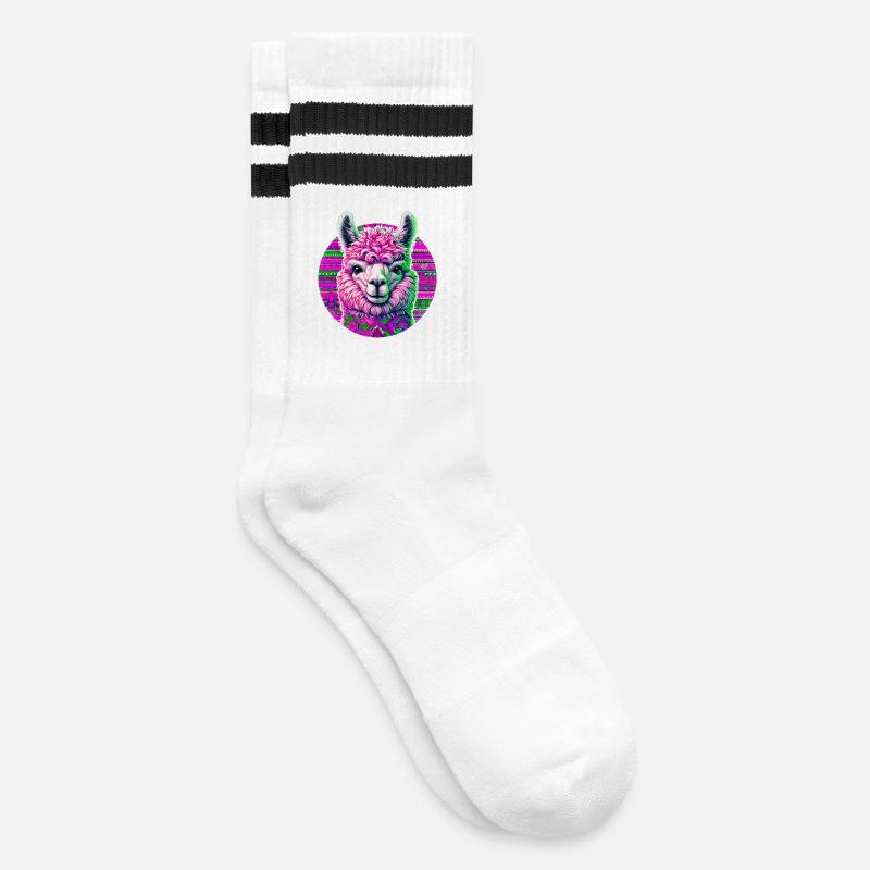 Alpaka - Gestreifte Tennissocken - Weiß/Schwarz