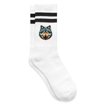Wolf - Striped tennis socks - white/black - Right