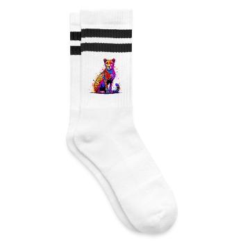 Gepard - Gestreifte Tennissocken - Weiß/Schwarz - Rechts