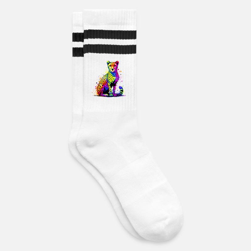 Gepard - Gestreifte Tennissocken - Weiß/Schwarz