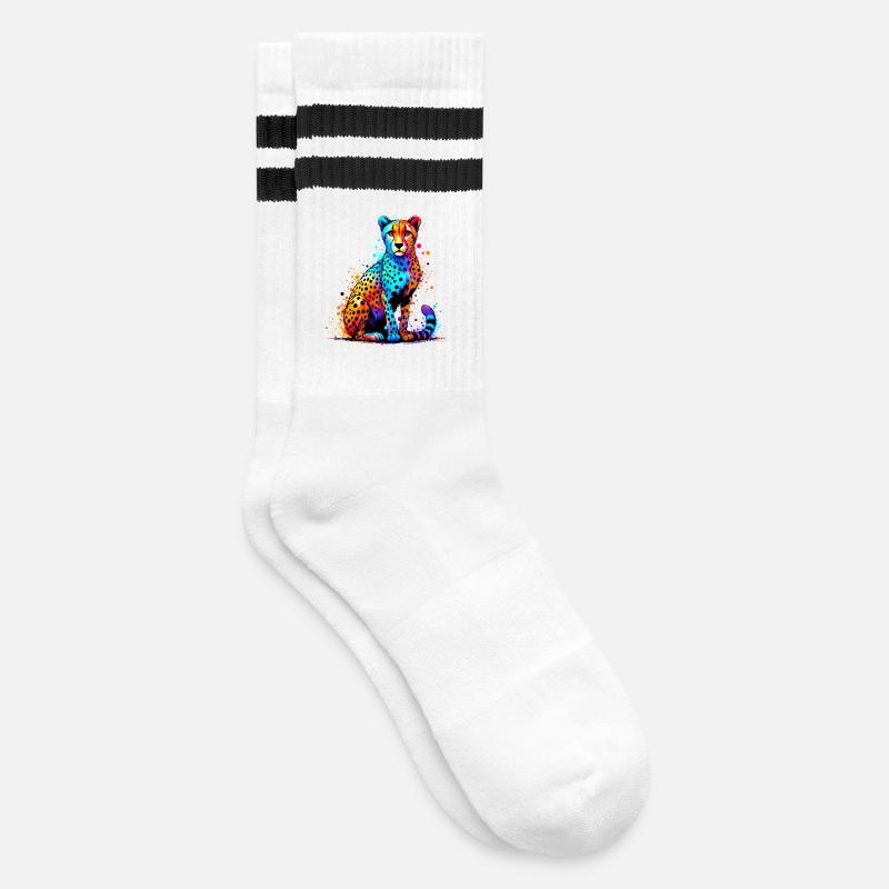 Gepard - Gestreifte Tennissocken - Weiß/Schwarz