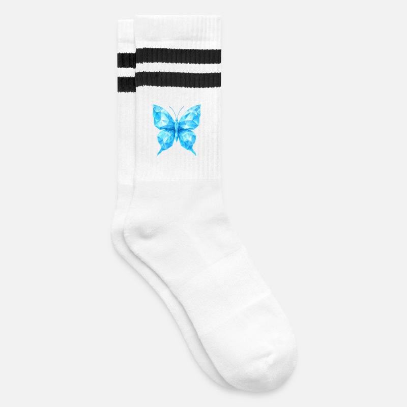 Diamond Butterfly | Geometric elegance - Striped tennis socks - white/black
