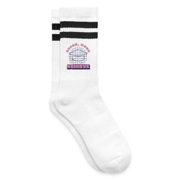 Dream Work Achieve Motivation Personal Success - Striped tennis socks - white/black - Right