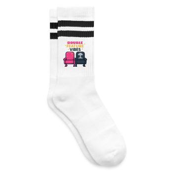 Double Feature - Gestreifte Tennissocken - Weiß/Schwarz - Rechts