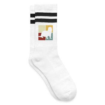 Loutre de mer dessin animé amoureux des animaux Vintage - Chaussettes de tennis - blanc/noir - Droite