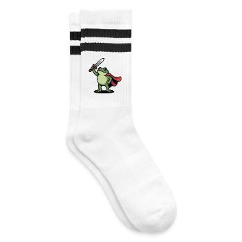 Portland Resist Frog - USA Protest T-Shirt - Striped tennis socks - white/black - Right