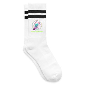 Cycling Adventure: Neon Spiral - Striped tennis socks - white/black - Right