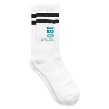 1994 Limited Edition 32 Jahre Jubiläum - Gestreifte Tennissocken - Weiß/Schwarz - Rechts