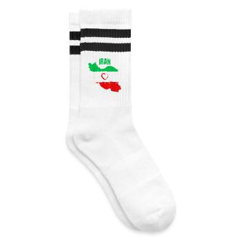 Iranische Herzflagge - Gestreifte Tennissocken - Weiß/Schwarz - Rechts