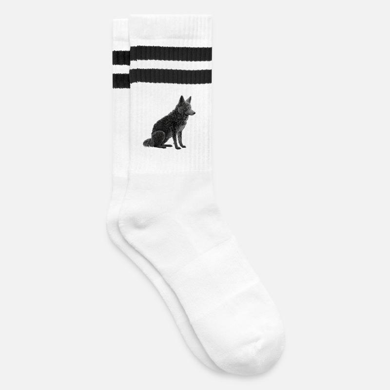 Wolf - Striped tennis socks - white/black