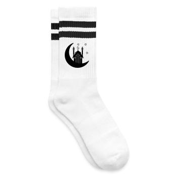 Mosque religious place of worship in moon - Striped tennis socks - white/black - Right