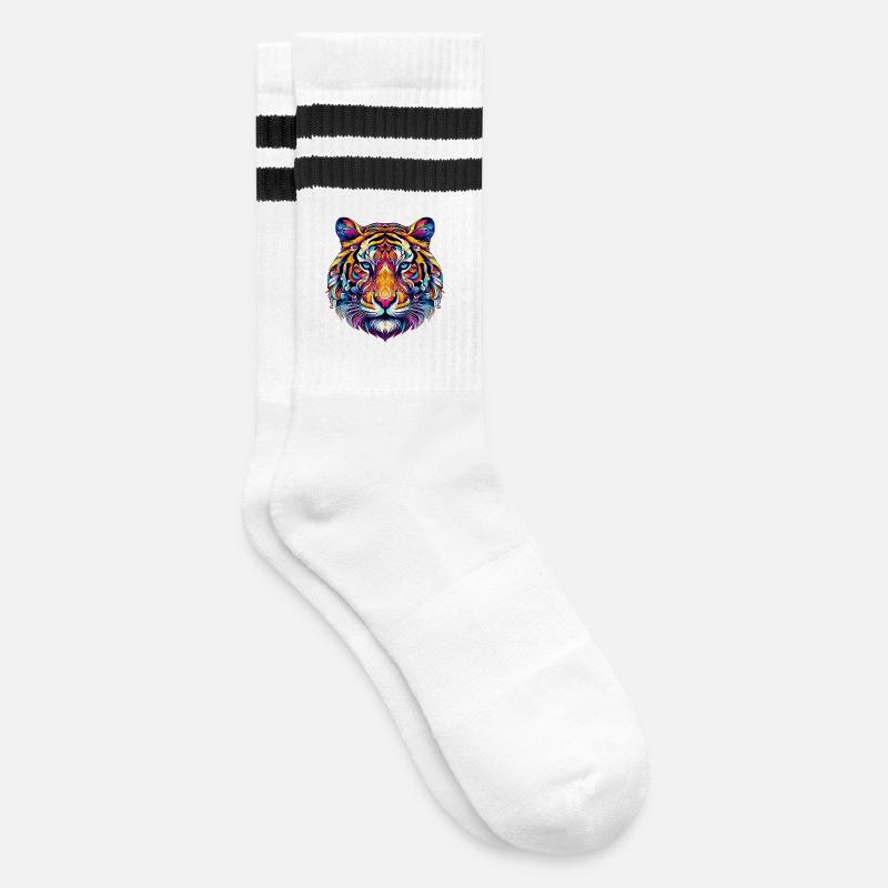 Tiger - Gestreifte Tennissocken - Weiß/Schwarz