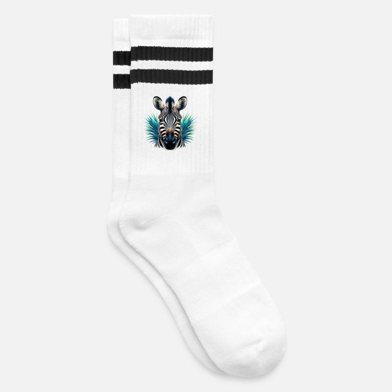 Zebra - Gestreifte Tennissocken - Weiß/Schwarz