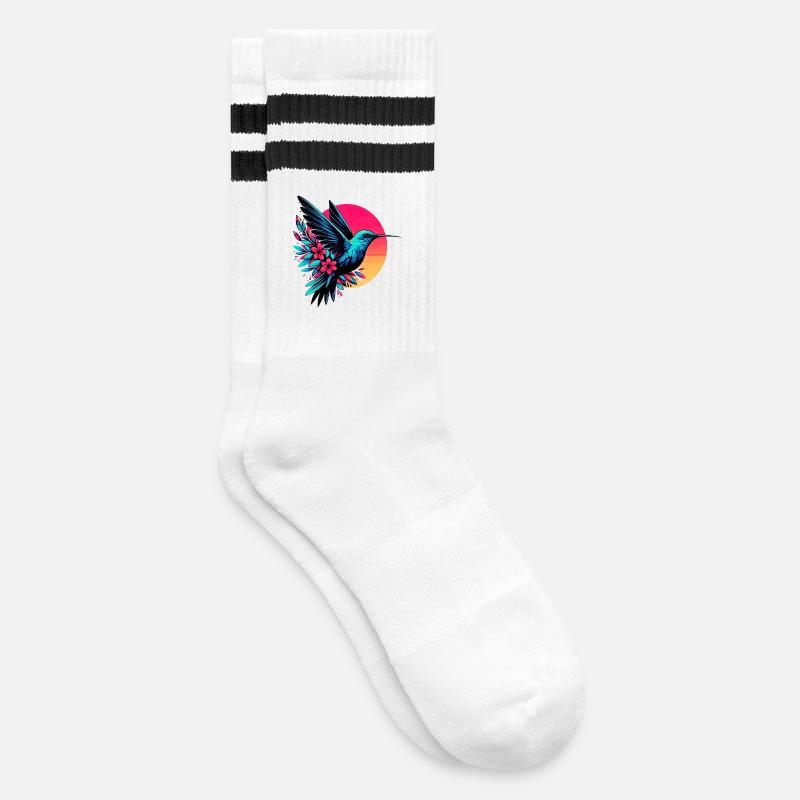 Kolibri - Gestreifte Tennissocken - Weiß/Schwarz