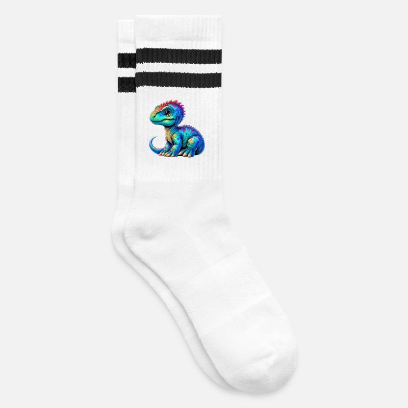 Dinosaur - Striped tennis socks - white/black