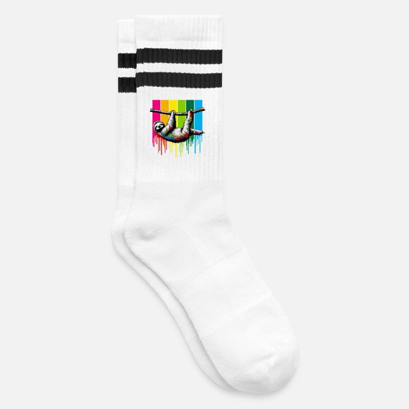 Faultier - Gestreifte Tennissocken - Weiß/Schwarz