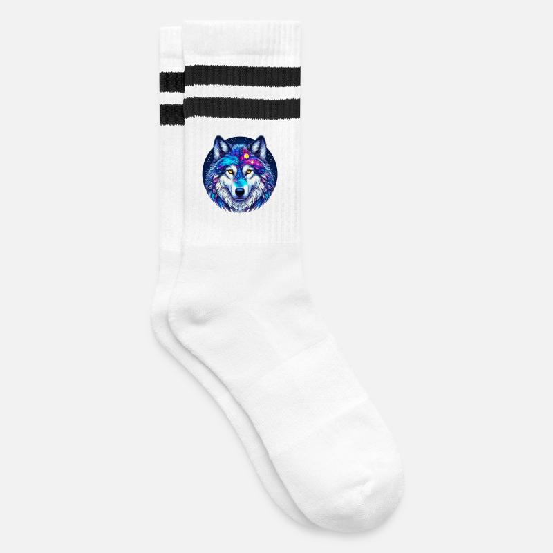 Wolf - Gestreifte Tennissocken - Weiß/Schwarz