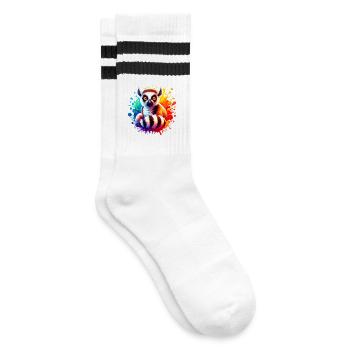 Lemur - Striped tennis socks - white/black - Right