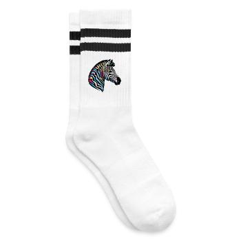 Zebra - Gestreifte Tennissocken - Weiß/Schwarz - Rechts