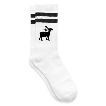 Rentier Xmas 1 - Gestreifte Tennissocken - Weiß/Schwarz - Rechts