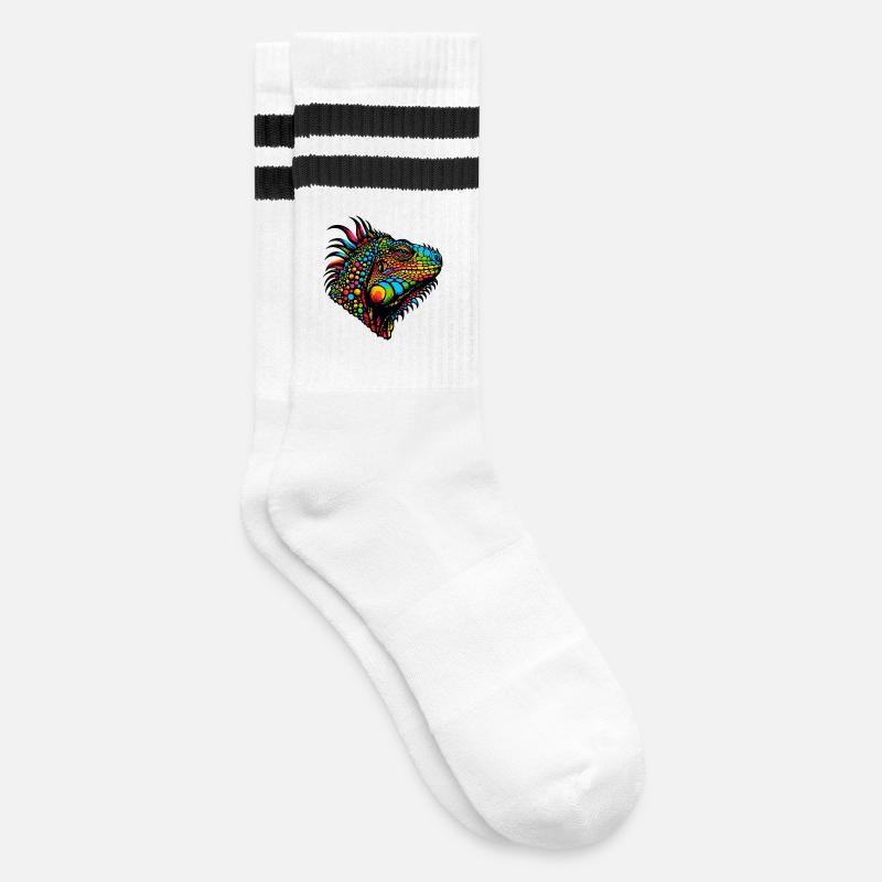 Iguana - Striped tennis socks - white/black