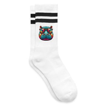Hippopotamus - Striped tennis socks - white/black - Right