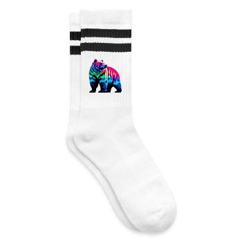 Bear - Striped tennis socks - white/black - Right