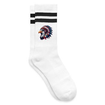 American Indian Eagle American Red Skins - Striped tennis socks - white/black - Right