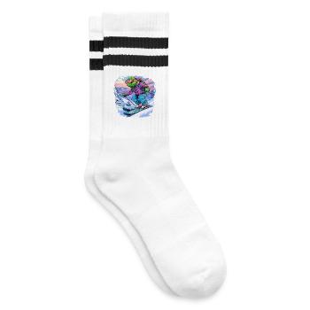 Chamäleone Ski / Skifahrer Chamäleon - Gestreifte Tennissocken - Weiß/Schwarz - Rechts
