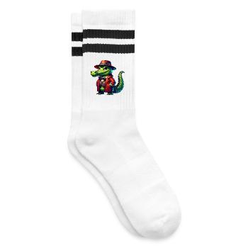 Krokodil Russian auf Russisch Russen Krokodile - Gestreifte Tennissocken - Weiß/Schwarz - Rechts