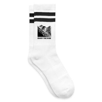 MTB Mountainbike - Genieße die Fahrt - Gestreifte Tennissocken - Weiß/Schwarz - Rechts