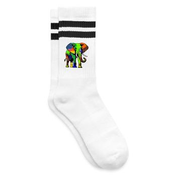 Elefant - Gestreifte Tennissocken - Weiß/Schwarz - Rechts