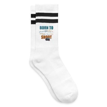 Born to shoot - Gestreifte Tennissocken - Weiß/Schwarz - Rechts