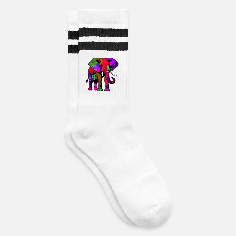 Elefant - Gestreifte Tennissocken - Weiß/Schwarz