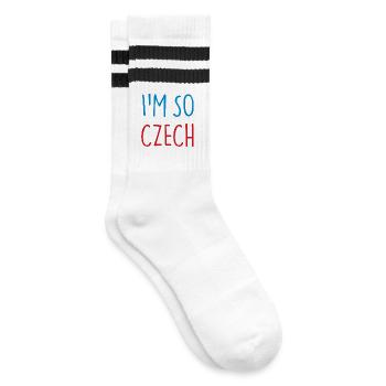 I'M SO CZECH Czech Republic - Striped tennis socks - white/black - Right