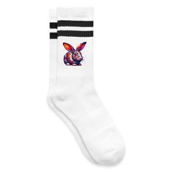 Rabbit - Striped tennis socks - white/black - Right