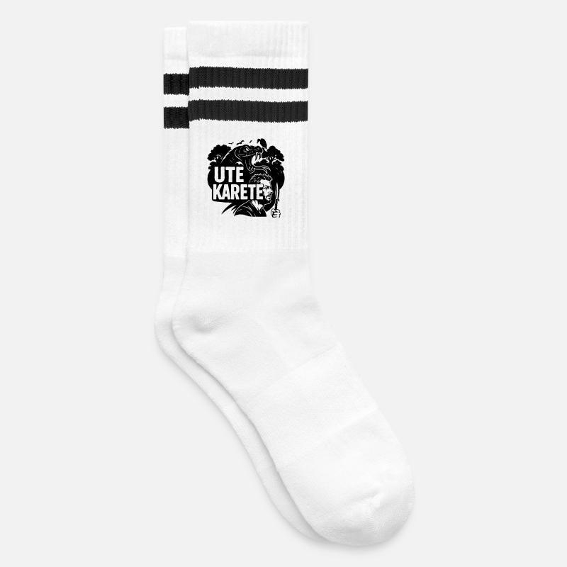 Ute Karete - Gestreifte Tennissocken - Weiß/Schwarz