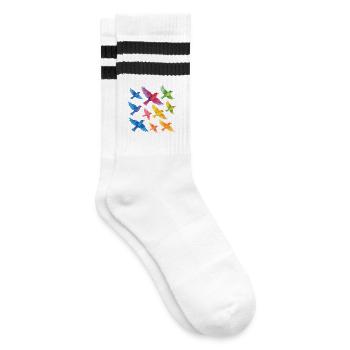 Volée d’oiseaux à l’aquarelle – Liberté dans la couleur - Chaussettes de tennis - blanc/noir - Droite