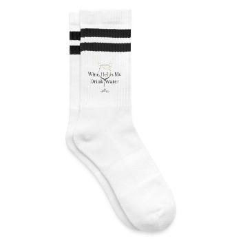 Wine-water logic - Striped tennis socks - white/black - Right