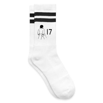 17. Geburtstag - 17 Jahre Alt - Gestreifte Tennissocken - Weiß/Schwarz - Rechts