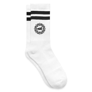 Schwarzes aztekisches Symbol - Gestreifte Tennissocken - Weiß/Schwarz - Rechts