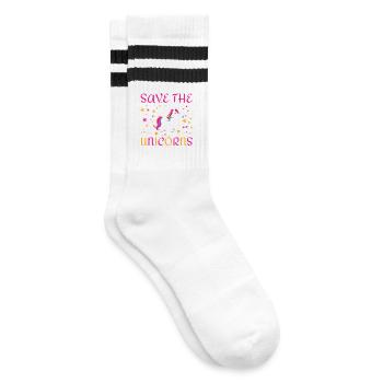 Save the unicorns - Striped tennis socks - white/black - Right