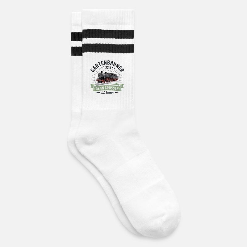 Gartenbahn Eisenbahn Garten Spur G Modelleisenbahn - Gestreifte Tennissocken - Weiß/Schwarz