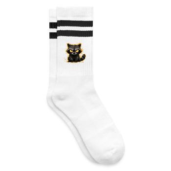 Raton laveur - Motif d’animal mignon en colère - Chaussettes de tennis - blanc/noir - Droite