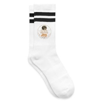 Lunar Joy Celestial Vintage-Design - Gestreifte Tennissocken - Weiß/Schwarz - Rechts