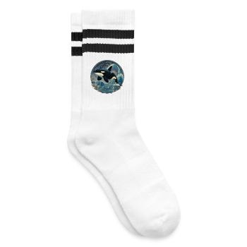 Killer whale - Striped tennis socks - white/black - Right